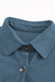LC8511383-5-S, LC8511383-5-M, LC8511383-5-L, LC8511383-5-XL, LC8511383-5-2XL, Blue Womens Boyfriend Shirt Ribbed Shacket Loose Fit Long Sleeve Tops