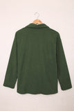 LC8511383-9-S, LC8511383-9-M, LC8511383-9-L, LC8511383-9-XL, LC8511383-9-2XL, Green Womens Boyfriend Shirt Ribbed Shacket Loose Fit Long Sleeve Tops