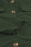 LC8511383-9-S, LC8511383-9-M, LC8511383-9-L, LC8511383-9-XL, LC8511383-9-2XL, Green Womens Boyfriend Shirt Ribbed Shacket Loose Fit Long Sleeve Tops