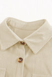 LC8511383-15-S, LC8511383-15-M, LC8511383-15-L, LC8511383-15-XL, LC8511383-15-2XL, Beige Womens Boyfriend Shirt Ribbed Shacket Loose Fit Long Sleeve Tops