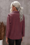 LC8511383-17-S, LC8511383-17-M, LC8511383-17-L, LC8511383-17-XL, LC8511383-17-2XL, Brown Womens Boyfriend Shirt Ribbed Shacket Loose Fit Long Sleeve Tops