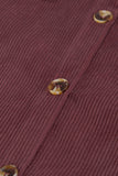 LC8511383-17-S, LC8511383-17-M, LC8511383-17-L, LC8511383-17-XL, LC8511383-17-2XL, Brown Womens Boyfriend Shirt Ribbed Shacket Loose Fit Long Sleeve Tops