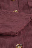 LC8511383-17-S, LC8511383-17-M, LC8511383-17-L, LC8511383-17-XL, LC8511383-17-2XL, Brown Womens Boyfriend Shirt Ribbed Shacket Loose Fit Long Sleeve Tops