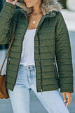 LC85117-9XXL, LC85117-9XL, LC85117-9L, LC85117-9M, LC85117-9S, Broute Green Winter Coats for Women Camel Faux Fur Collar Trim Black Quilted Jacket Outerwear