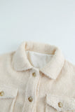 White Women's Flap Pockets Long Sleeve Warm Teddy Coat LC854089-1