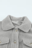 Gray Women's Flap Pockets Long Sleeve Warm Teddy Coat LC854089-11