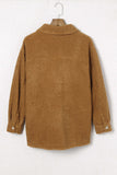 Brown Women's Flap Pockets Long Sleeve Warm Teddy Coat LC854089-17
