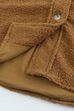 Brown Women's Flap Pockets Long Sleeve Warm Teddy Coat LC854089-17
