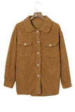 Brown Women's Flap Pockets Long Sleeve Warm Teddy Coat LC854089-17