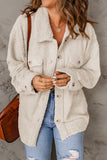 White Women's Flap Pockets Long Sleeve Warm Teddy Coat LC854089-1