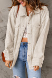 White Women's Flap Pockets Long Sleeve Warm Teddy Coat LC854089-1