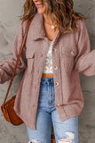 Pink Women's Flap Pockets Long Sleeve Warm Teddy Coat LC854089-10