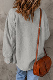 Gray Women's Flap Pockets Long Sleeve Warm Teddy Coat LC854089-11