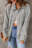 Gray Women's Flap Pockets Long Sleeve Warm Teddy Coat LC854089-11