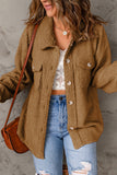 Brown Women's Flap Pockets Long Sleeve Warm Teddy Coat LC854089-17