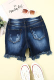 LC784275-5-S, LC784275-5-M, LC784275-5-L, LC784275-5-XL, Blue Denim Shorts for Women High Waist Distressed Frayed Casual Jeans Shorts