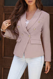 LC852062-10-S, LC852062-10-M, LC852062-10-L, LC852062-10-XL, LC852062-10-2XL, Pink Double Breasted Casual Blazer Draped Open Front Cardigans Jacket Work Suit