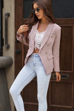 LC852062-10-S, LC852062-10-M, LC852062-10-L, LC852062-10-XL, LC852062-10-2XL, Pink Double Breasted Casual Blazer Draped Open Front Cardigans Jacket Work Suit