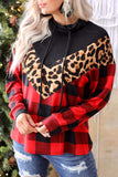 Sweat-shirt patchwork léopard à carreaux chevrons pour femme