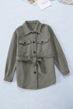 Gray Women's Lapel Button Down Coat Winter Belted Coat with Pockets LC8511359-11