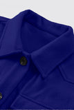 Blue Women's Lapel Button Down Coat Winter Belted Coat with Pockets LC8511359-105
