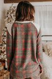 Gray Womens Lounge Sets Red Plaid Brushed Nightwear Casual Outfits LC15286-11