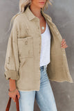 Khaki Womens Overdsizd Distressed Fringe Trim Denim Jacket LC854103-16