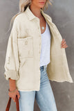 Beige Womens Overdsizd Distressed Fringe Trim Denim Jacket LC854103-15