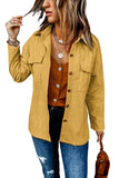 LC8511383-7-S, LC8511383-7-M, LC8511383-7-L, LC8511383-7-XL, LC8511383-7-2XL, Yellow Womens Boyfriend Shirt Ribbed Shacket Loose Fit Long Sleeve Tops