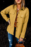 LC8511383-7-S, LC8511383-7-M, LC8511383-7-L, LC8511383-7-XL, LC8511383-7-2XL, Yellow Womens Boyfriend Shirt Ribbed Shacket Loose Fit Long Sleeve Tops