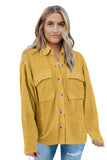 LC8511383-7-S, LC8511383-7-M, LC8511383-7-L, LC8511383-7-XL, LC8511383-7-2XL, Yellow Womens Boyfriend Shirt Ribbed Shacket Loose Fit Long Sleeve Tops