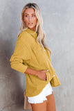 LC8511383-7-S, LC8511383-7-M, LC8511383-7-L, LC8511383-7-XL, LC8511383-7-2XL, Yellow Womens Boyfriend Shirt Ribbed Shacket Loose Fit Long Sleeve Tops