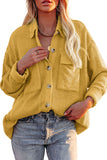 LC8511383-7-S, LC8511383-7-M, LC8511383-7-L, LC8511383-7-XL, LC8511383-7-2XL, Yellow Womens Boyfriend Shirt Ribbed Shacket Loose Fit Long Sleeve Tops
