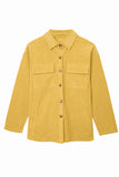 LC8511383-7-S, LC8511383-7-M, LC8511383-7-L, LC8511383-7-XL, LC8511383-7-2XL, Yellow Womens Boyfriend Shirt Ribbed Shacket Loose Fit Long Sleeve Tops