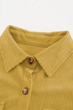 LC8511383-7-S, LC8511383-7-M, LC8511383-7-L, LC8511383-7-XL, LC8511383-7-2XL, Yellow Womens Boyfriend Shirt Ribbed Shacket Loose Fit Long Sleeve Tops