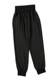 LC77345-2-S, LC77345-2-M, LC77345-2-L, LC77345-2-XL, Black Women's High Waist Joggers Wide Band Sweatpants with Pockets