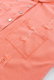 Orange Womens Overdsizd Distressed Fringe Trim Denim Jacket LC854103-14