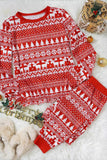Red Womens Pajama Set Christmas Tree Reindeer Pullover and Pants Lounge Set Sleepwear LC15292-3