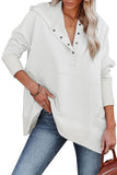 LC25311926-1-S, LC25311926-1-M, LC25311926-1-L, LC25311926-1-XL, LC25311926-1-2XL, White Batwing Sleeve Pocketed Henley Hoodie
