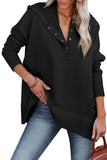 LC25311926-2-S, LC25311926-2-M, LC25311926-2-L, LC25311926-2-XL, LC25311926-2-2XL, Black Batwing Sleeve Pocketed Henley Hoodie