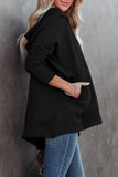 LC25311926-2-S, LC25311926-2-M, LC25311926-2-L, LC25311926-2-XL, LC25311926-2-2XL, Black Batwing Sleeve Pocketed Henley Hoodie