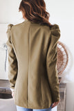 LC852380-16-S, LC852380-16-M, LC852380-16-L, LC852380-16-XL, LC852380-16-2XL, LC852380-16-XS, Khaki Womens Casual Blazers Puff Sleeve Open Front Work Suit