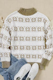 White Ugly Christmas Sweaters for Women Snowflake High Neck Knit Sweater LC2722400-1