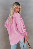 Rose Womens Overdsizd Distressed Fringe Trim Denim Jacket LC854103-6