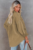 Brown Womens Overdsizd Distressed Fringe Trim Denim Jacket LC854103-17