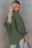 Green Womens Overdsizd Distressed Fringe Trim Denim Jacket LC854103-109