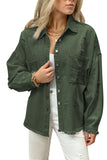 Green Womens Overdsizd Distressed Fringe Trim Denim Jacket LC854103-109