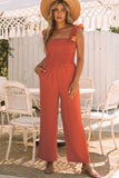 Orange Ruffle Sleeve Smocked Bodice Wide Leg Jumpsuit for Women LC643773-14