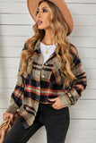 LC255462-16-S, LC255462-16-M, LC255462-16-L, LC255462-16-XL, LC255462-16-2XL, Khaki Geometric Plaid Print Pocketed Shirt