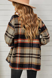 LC255462-16-S, LC255462-16-M, LC255462-16-L, LC255462-16-XL, LC255462-16-2XL, Khaki Geometric Plaid Print Pocketed Shirt
